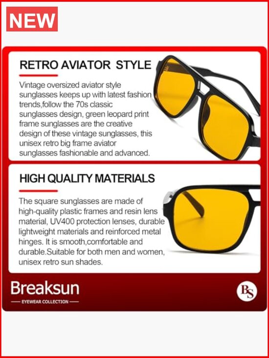 Retro Aviator Sunglasses Women Men Trendy Classic 70s Square Vintage Shades